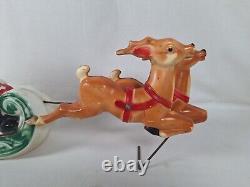 Vtg 1970 EMPIRE Santa Sleigh and 2 Reindeer Blow Mold Tabletop NO CORD INCLUDED