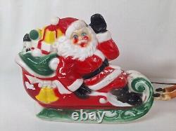 Vtg 1970 EMPIRE Santa Sleigh and 2 Reindeer Blow Mold Tabletop NO CORD INCLUDED