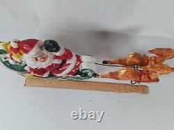 Vtg 1970 EMPIRE Santa Sleigh and 2 Reindeer Blow Mold Tabletop NO CORD INCLUDED