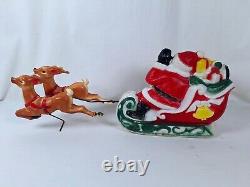 Vtg 1970 EMPIRE Santa Sleigh and 2 Reindeer Blow Mold Tabletop NO CORD INCLUDED