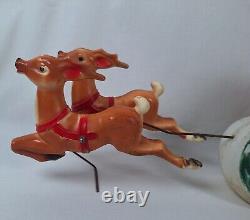 Vtg 1970 EMPIRE Santa Sleigh and 2 Reindeer Blow Mold Tabletop NO CORD INCLUDED