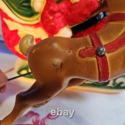 Vtg 1970 Empire Santa Reindeer Sleigh Lighted Table Top Blow Mold Made in USA