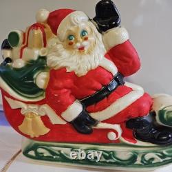 Vtg 1970 Empire Santa Reindeer Sleigh Lighted Table Top Blow Mold Made in USA