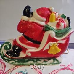 Vtg 1970 Empire Santa Reindeer Sleigh Lighted Table Top Blow Mold Made in USA