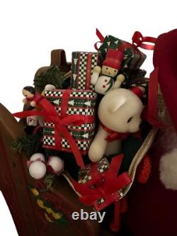 Vtg 1997 Holiday Creations Animated Santa Sleigh & Reindeer Tested Musical Smile