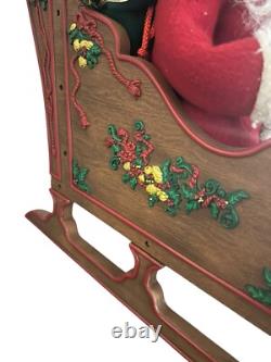 Vtg 1997 Holiday Creations Animated Santa Sleigh & Reindeer Tested Musical Smile