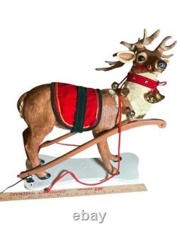 Vtg 1997 Holiday Creations Animated Santa Sleigh & Reindeer Tested Musical Smile