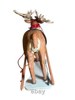 Vtg 1997 Holiday Creations Animated Santa Sleigh & Reindeer Tested Musical Smile