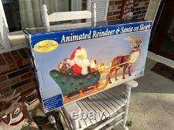 Vtg 1998 Special Times Santa Sleigh Reindeer LIGHTS MOVES SOUNDS SEE VIDEO READ