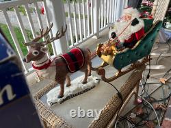 Vtg 1998 Special Times Santa Sleigh Reindeer LIGHTS MOVES SOUNDS SEE VIDEO READ