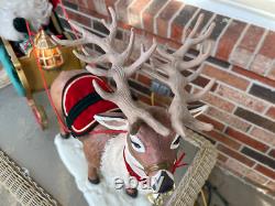 Vtg 1998 Special Times Santa Sleigh Reindeer LIGHTS MOVES SOUNDS SEE VIDEO READ