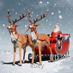Vtg 1998 Special Times Santa Sleigh Reindeer LIGHTS MOVES SOUNDS SEE VIDEO READ