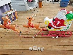 Vtg 1999 Grand Venture Santa Sleigh 2 Reindeer Blow Mold Christmas Yard Decor