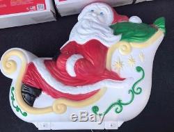 Vtg 1999 Grand Venture Santa Sleigh 4 Reindeer Blow Mold Christmas Yard Decor