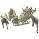 Vtg 2001 Grandeur Porcelain Santa Sleigh Reindeer 4 Pc Set Christmas White Gold