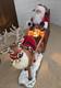 Vtg 36 Holiday Creation? Reindeer & Santa On Sleigh Animated Musical With Box