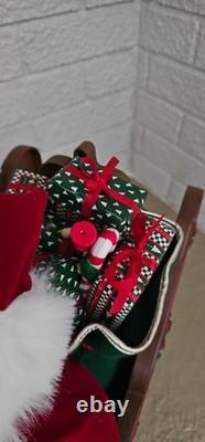 Vtg 36 Holiday Creation? Reindeer & Santa on Sleigh Animated Musical with Box