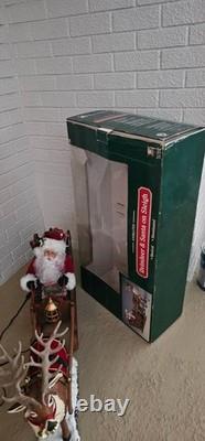 Vtg 36 Holiday Creation? Reindeer & Santa on Sleigh Animated Musical with Box