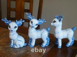 Vtg 7Pc. Kimple Mold Reindeer Sleigh Figurines Set Hand Painted Christmas FREESH