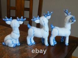 Vtg 7Pc. Kimple Mold Reindeer Sleigh Figurines Set Hand Painted Christmas FREESH