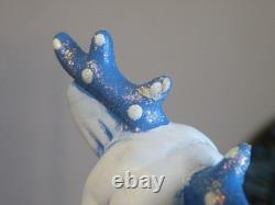 Vtg 7Pc. Kimple Mold Reindeer Sleigh Figurines Set Hand Painted Christmas FREESH