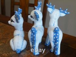 Vtg 7Pc. Kimple Mold Reindeer Sleigh Figurines Set Hand Painted Christmas FREESH