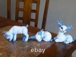 Vtg 7Pc. Kimple Mold Reindeer Sleigh Figurines Set Hand Painted Christmas FREESH
