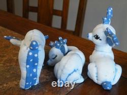 Vtg 7Pc. Kimple Mold Reindeer Sleigh Figurines Set Hand Painted Christmas FREESH