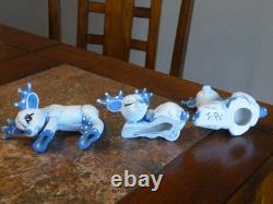Vtg 7Pc. Kimple Mold Reindeer Sleigh Figurines Set Hand Painted Christmas FREESH