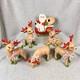 Vtg 80s Kimple Mold Ceramic 5 Christmas Reindeer & Santa In Sleigh Hand-painted