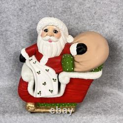 Vtg 80s Kimple Mold Ceramic 5 Christmas Reindeer & Santa in Sleigh Hand-painted