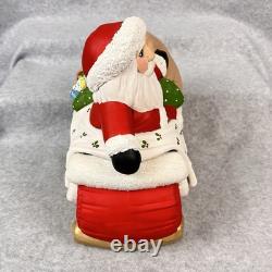 Vtg 80s Kimple Mold Ceramic 5 Christmas Reindeer & Santa in Sleigh Hand-painted