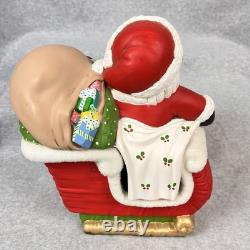 Vtg 80s Kimple Mold Ceramic 5 Christmas Reindeer & Santa in Sleigh Hand-painted