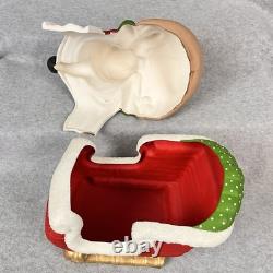 Vtg 80s Kimple Mold Ceramic 5 Christmas Reindeer & Santa in Sleigh Hand-painted