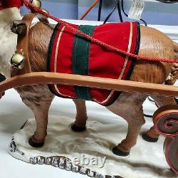 Vtg Animated Christmas Sleigh Holiday Creations Lighted Musical Santa w Reindeer