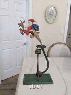 Vtg Balance Toy Santa Sleigh & Reindeer Balancing Metal Folk Art Pendulum Xmas