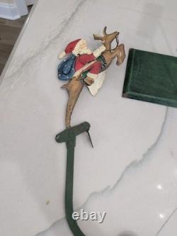 Vtg Balance Toy Santa Sleigh & Reindeer Balancing Metal Folk Art Pendulum Xmas