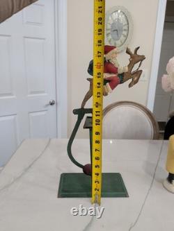 Vtg Balance Toy Santa Sleigh & Reindeer Balancing Metal Folk Art Pendulum Xmas