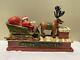 Vtg Cast Iron Mechanical Happy Holiday Coin Bank Santa Sleigh & Reindeer