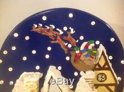 Vtg Ceramic Mold Lighted Alpine Village Santa Sleigh Reindeers Merry Christmas