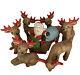 Vtg Ceramic Santa Sleigh & Reindeer Christmas Quilted Kimple Htf Large