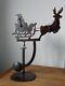 Vtg Christmas Cast Iron Pendulum Perpetual Balancing Santa Sleigh Reindeer Folk