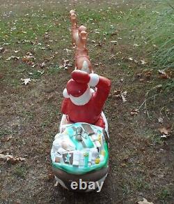 Vtg Christmas Empire Blow Mold Santa Sleigh 2 Reindeer Yard LOCAL PICKUP Damage