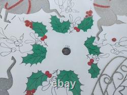 Vtg Christmas MCM Glass Ceiling Light Fixture Cover Reindeer Santa Sleigh Rare