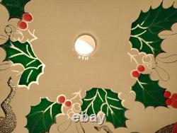 Vtg Christmas MCM Glass Ceiling Light Fixture Cover Reindeer Santa Sleigh Rare