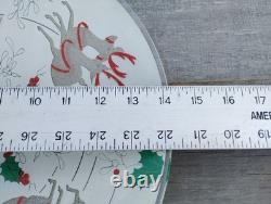 Vtg Christmas MCM Glass Ceiling Light Fixture Cover Reindeer Santa Sleigh Rare