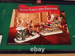 Vtg Christmas Santa Sleigh With Reindeer Centerpiece Decor Members Mark NOS NIB