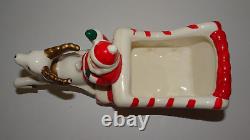 Vtg Christmas WAVING SANTA Claus Candy Cane Sleigh Prancing Reindeer