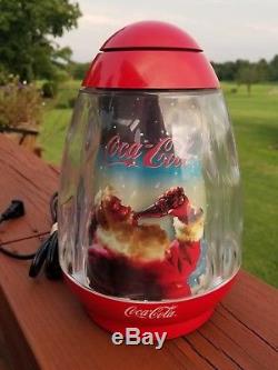 Vtg Coca Cola Christmas Lamp Moving Light Santa Sleigh Reindeer Coke Bottle