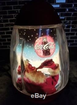 Vtg Coca Cola Christmas Lamp Moving Light Santa Sleigh Reindeer Coke Bottle